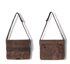 Casual Waxed Canvas Leather Men's Side Bag Shoulder Bag Messenger Bag For Men - imessengerbags