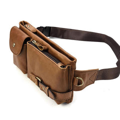 Fashion Brown Leather Men's Fanny Pack Black Hip Pack Waist Bag For Men - imessengerbags
