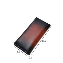 Casual Retro Leather Mens Wine Red Slim Long Wallet Light Beige Bifold Card Wallet Clutch Wallet For Men - imessengerbags