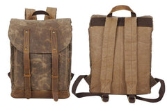 Casual Men's Waxed Canvas Brown School Travel Backpack Laptop Backpack For Men - imessengerbags