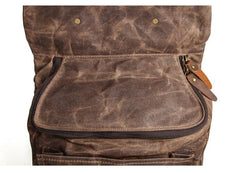 Casual Men's Waxed Canvas Brown School Travel Backpack Laptop Backpack For Men - imessengerbags