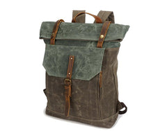Casual Waxed Canvas Green Men's Travel School Backpack Laptop Backpack For Men - imessengerbags