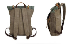 Casual Waxed Canvas Green Men's Travel School Backpack Laptop Backpack For Men - imessengerbags