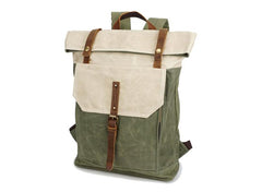 Casual Waxed Canvas Green Men's Travel School Backpack Laptop Backpack For Men - imessengerbags