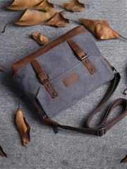 Casual Canvas Mens Womens Simple 10‘’ Side Bag Green Courier Bag Messenger Bag Backpack for Men - imessengerbags