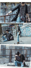Casual Small Leather Mens Blue Side Bag Postman Bag Blue Messenger Bag For Men - imessengerbags