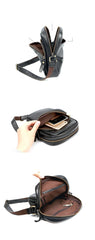 Casual Small Leather Mens Black Side Bags Small Vertical Postman Bag Messenger Bags For Men - imessengerbags