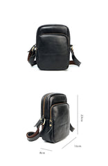 Casual Small Leather Mens Black Side Bags Small Vertical Postman Bag Messenger Bags For Men - imessengerbags