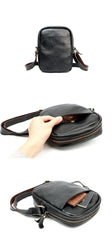 Casual Small Leather Mens Black Side Bags Small Vertical Postman Bag Messenger Bags For Men - imessengerbags
