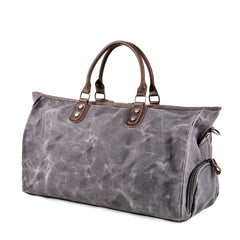 Casual Waxed Canvas Leather Mens Large Black Travel Weekender Bag Green Duffle Bag for Men - imessengerbags