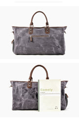Casual Waxed Canvas Leather Mens Large Black Travel Weekender Bag Green Duffle Bag for Men - imessengerbags