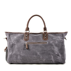 Casual Waxed Canvas Leather Mens Large Black Travel Weekender Bag Green Duffle Bag for Men - imessengerbags