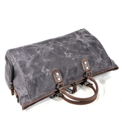 Casual Waxed Canvas Leather Mens Large Black Travel Weekender Bag Green Duffle Bag for Men - imessengerbags