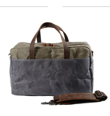 Casual Waxed Canvas Leather Mens Large Travel Weekender Bag Luggage Duffle Bag Fitness Bag for Men - imessengerbags