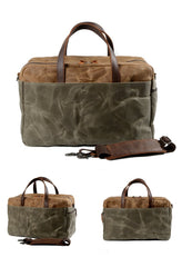 Casual Waxed Canvas Leather Mens Large Travel Weekender Bag Luggage Duffle Bag Fitness Bag for Men - imessengerbags