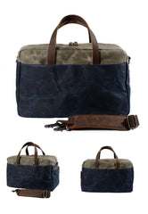 Casual Waxed Canvas Leather Mens Large Travel Weekender Bag Luggage Duffle Bag Fitness Bag for Men - imessengerbags