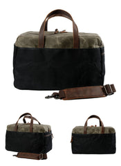 Casual Waxed Canvas Leather Mens Large Travel Weekender Bag Luggage Duffle Bag Fitness Bag for Men