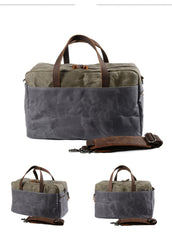 Casual Waxed Canvas Leather Mens Large Travel Weekender Bag Luggage Duffle Bag Fitness Bag for Men - imessengerbags