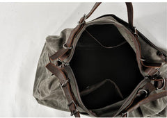 Casual Waxed Canvas Leather Mens Military Style Travel Weekender Bag Duffle Bag for Men - imessengerbags