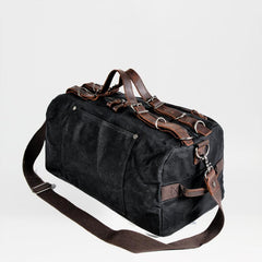 Casual Waxed Canvas Leather Mens Military Style Travel Weekender Bag Duffle Bag for Men - imessengerbags