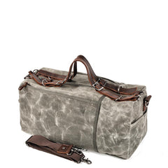 Casual Waxed Canvas Leather Mens Military Style Travel Weekender Bag Duffle Bag for Men - imessengerbags