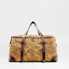 Casual Waxed Canvas Leather Mens Large Travel Green Weekender Bag Black Duffle Bag for Men - imessengerbags