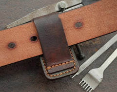 Skull Handmade Leather Mens Dunhill Lighter Case With Belt Loop Cool Dunhill Lighter Holders For Men
