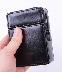 Black Classic Eco Leather Mens 20pcs Cigarette Holder Case with lighter holder Coffee Cigarette Case for Men