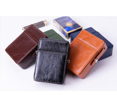 Classic Eco Leather Mens 20pcs Cigarette Holder Case with lighter holder Brown Cigarette Case for Men