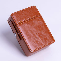 Classic Eco Leather Mens 20pcs Cigarette Holder Case with lighter holder Brown Cigarette Case for Men