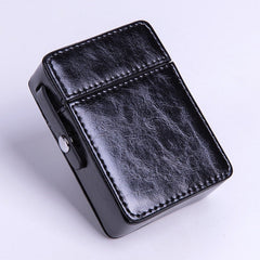 Classic Eco Leather Mens 20pcs Cigarette Holder Case with lighter holder Brown Cigarette Case for Men