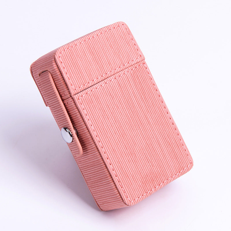 pink cigarette holder Classic Eco Leather Mens 20pcs Cigarette Holder Case with lighter holder Pink  Cigarette Case for Men