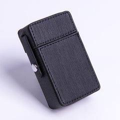 Classic Eco Leather Mens 20pcs Cigarette Holder Case with lighter holder Gray Cigarette Case for Men