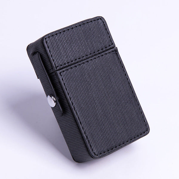 Black Classic Eco Leather Mens 20pcs Cigarette Holder Case with lighter holder Coffee Cigarette Case for Men