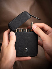 Black Classic Leather Mens 20pcs Cigarette Holder Case with lighter holder Cigarette Case for Men