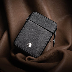 Black Classic Leather Mens 20pcs Cigarette Holder Case with lighter holder Cigarette Case for Men