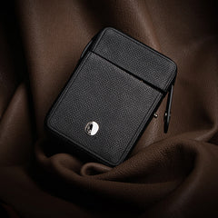Black Classic Leather Mens 20pcs Cigarette Holder Case with lighter holder Cigarette Case for Men