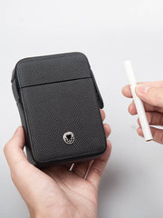 Black Classic Leather Mens 20pcs Cigarette Holder Case with lighter holder Cigarette Case for Men