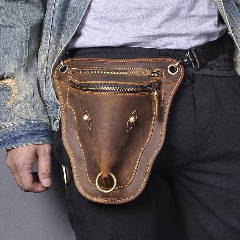 Vintage Brown LEATHER MEN'S Ox Fanny Pack Waist Bag Side Bag Drop Leg –  imessengerbags