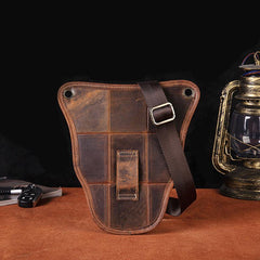 Vintage Brown LEATHER MEN'S Ox Fanny Pack Waist Bag Side Bag Drop Leg Biker Bag For Men