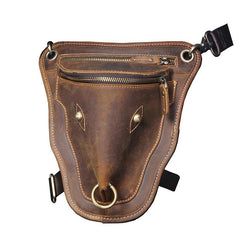 Vintage Brown LEATHER MEN'S Ox Fanny Pack Waist Bag Side Bag Drop Leg Biker Bag For Men