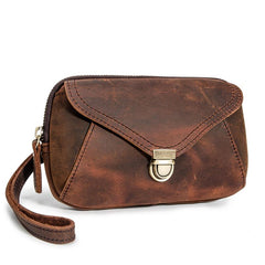 Classy Brown Leather Mens Work Clutch Bag Wirstlet Clutch Mobile Phone Bag For Men