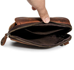 Classy Brown Leather Mens Work Clutch Bag Wirstlet Clutch Mobile Phone Bag For Men