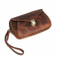 Classy Brown Leather Mens Work Clutch Bag Wirstlet Clutch Mobile Phone Bag For Men