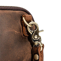 Classy Brown Leather Mens Work Clutch Bag Wirstlet Clutch Mobile Phone Bag For Men