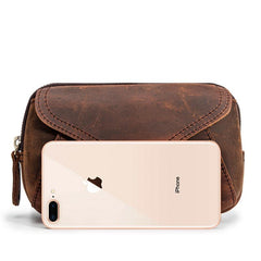 Classy Brown Leather Mens Work Clutch Bag Wirstlet Clutch Mobile Phone Bag For Men