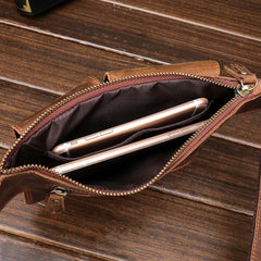 Classy Vintage LEATHER MEN'S  Cell Phone Holster Fanny Pack Waist Bag For Men - imessengerbags