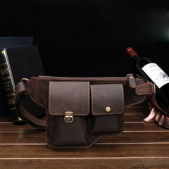 Classy Vintage LEATHER MEN'S  Cell Phone Holster Fanny Pack Waist Bag For Men - imessengerbags