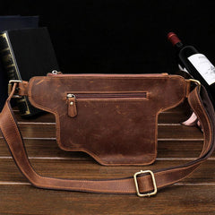 Classy Vintage LEATHER MEN'S  Cell Phone Holster Fanny Pack Waist Bag For Men