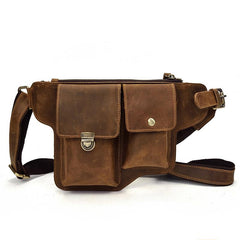 Classy Vintage LEATHER MEN'S  Cell Phone Holster Fanny Pack Waist Bag For Men